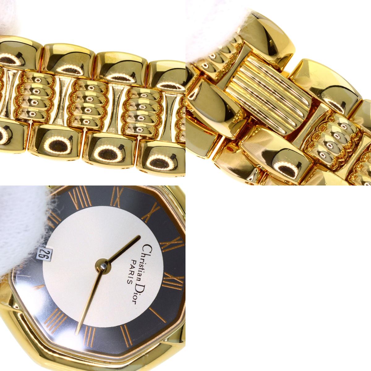 CHRISTIAN DIOR Octagon Watches D48-153 Gold Plated/Gold Plated Ladies