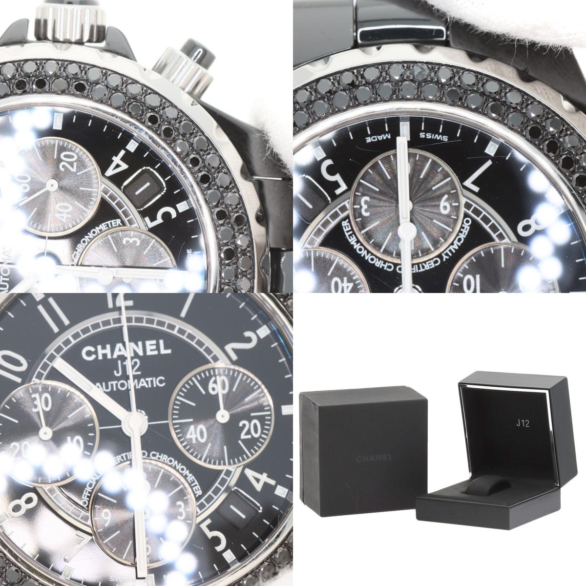 CHANEL J12 1.6" Bezel Black Diamond Watches H1419 Ceramic/Ceramic mens