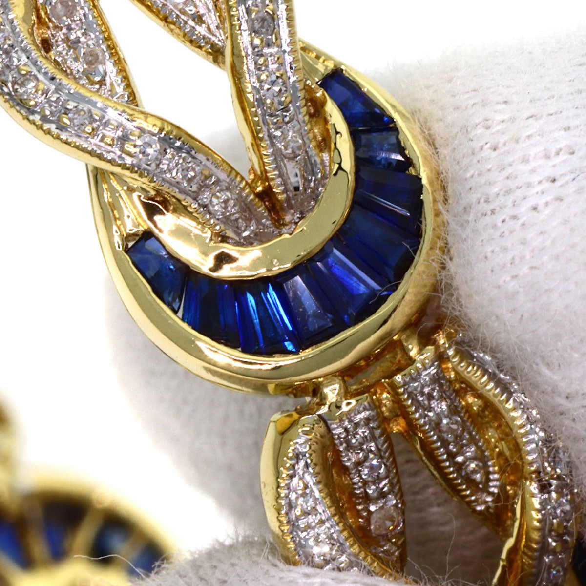 6ct サファイア ダイヤモンド ブレスレット K18イエローゴールド 30g レディース 【中古】