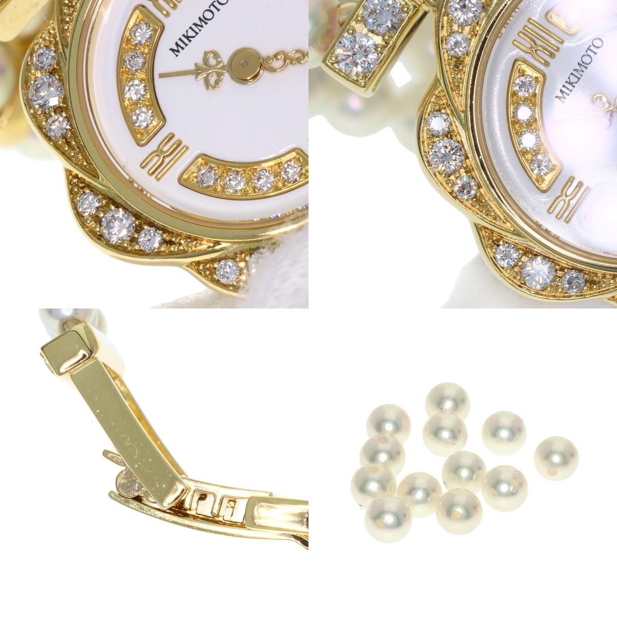 MIKIMOTO Pearl watch Pearl Diamond Watches 052-105 K18 Yellow Gold/PearlxK18YG Ladies