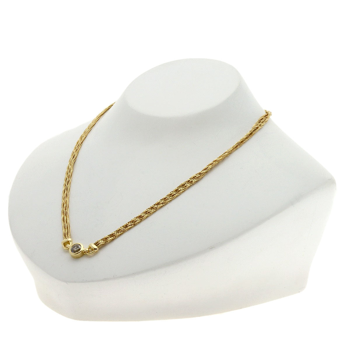 0.83ct Diamond Twist Chain Necklace K18 Yellow Gold 14.2g Ladies