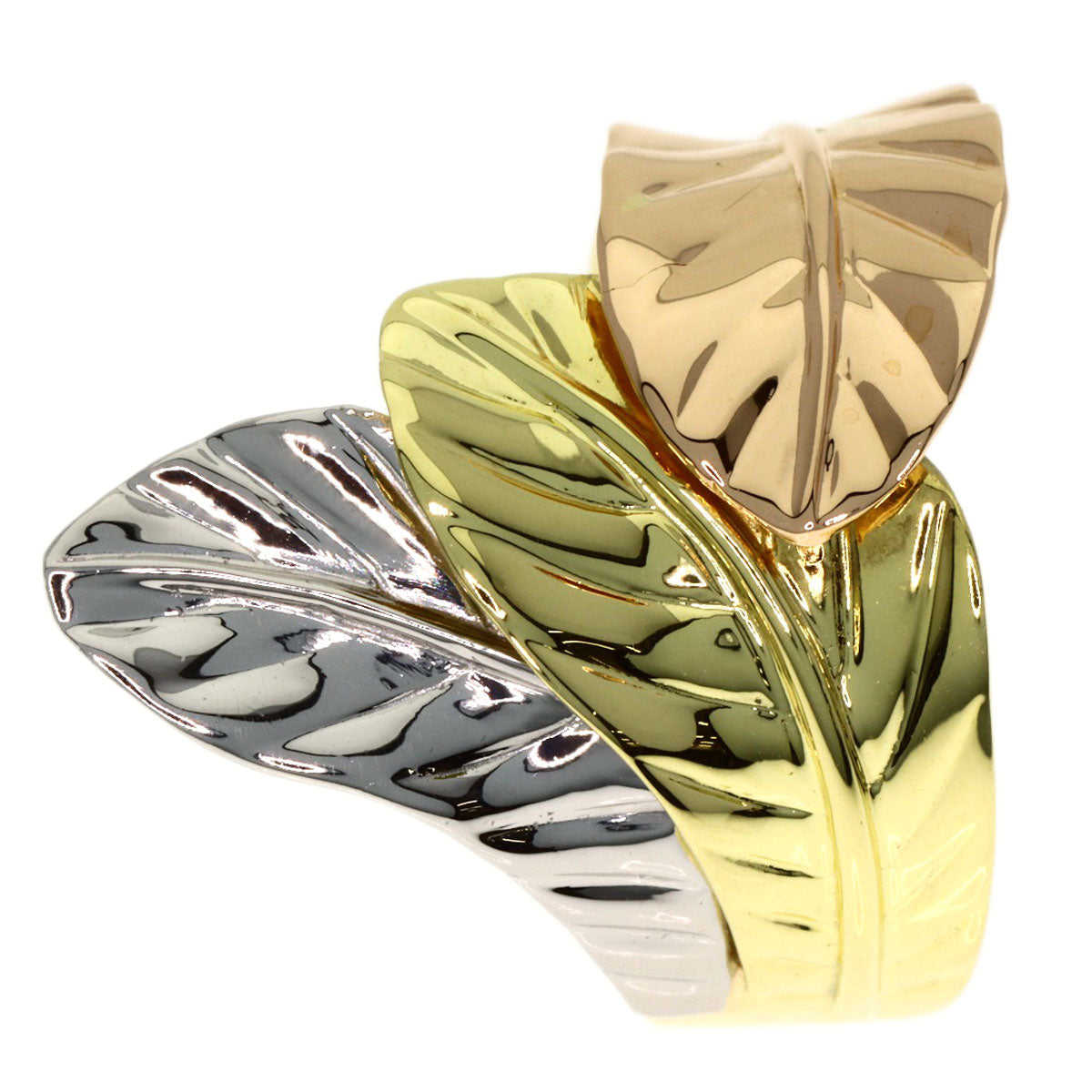 Feather motif Ring K18 Yellow Gold PT900 7.1g Ladies
