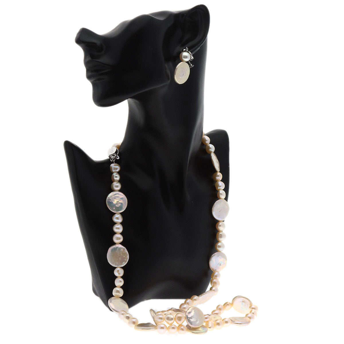 Pearl Pearl Earring set Necklace Silver 107g Ladies