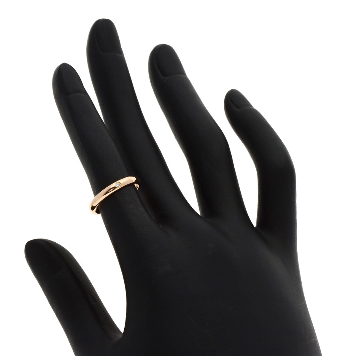 CARTIER Ring 1P Diamond Classic Wedding #47 K18 Pink Gold Ladies