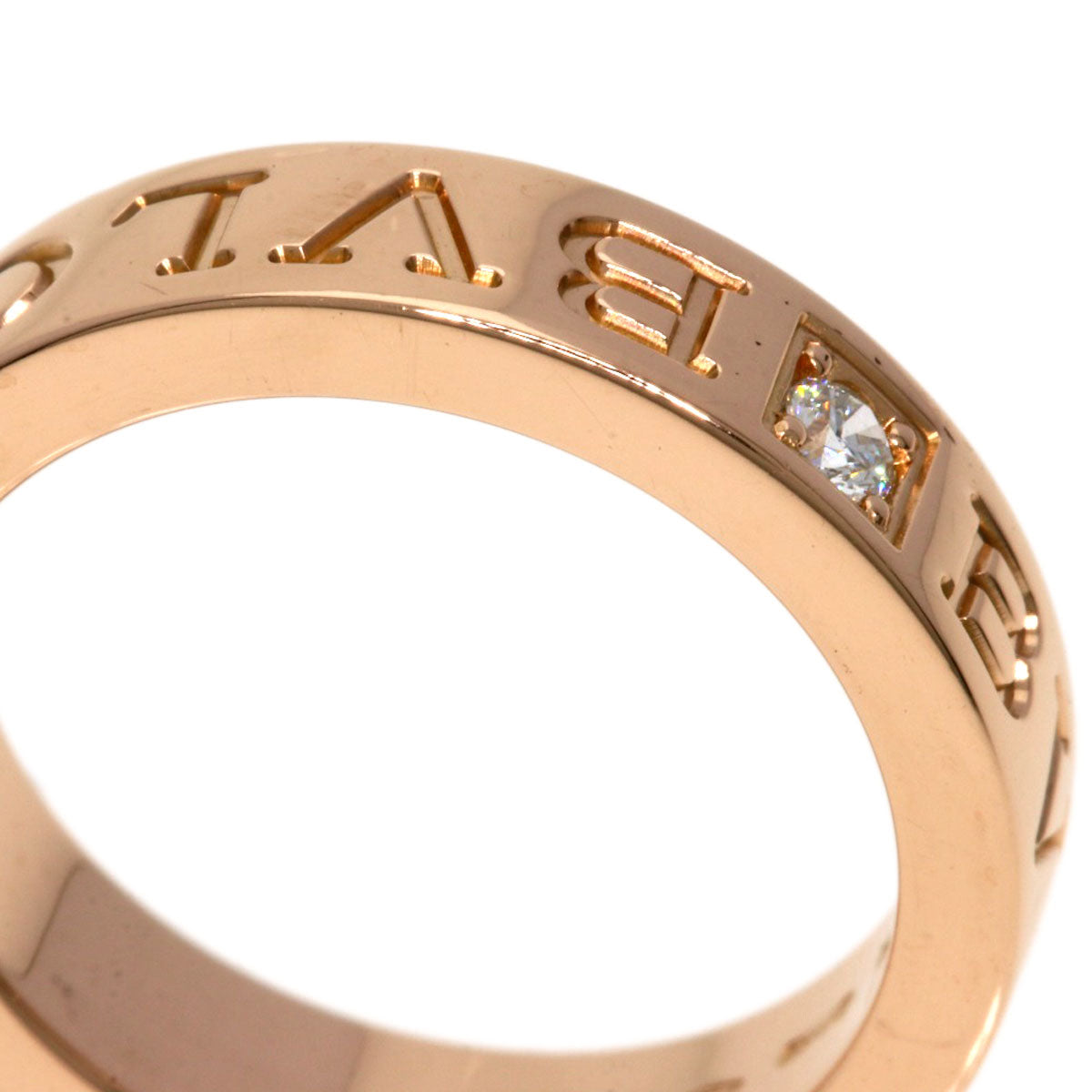 BVLGARI Ring Double Logo 1P Diamond K18 Pink Gold Ladies