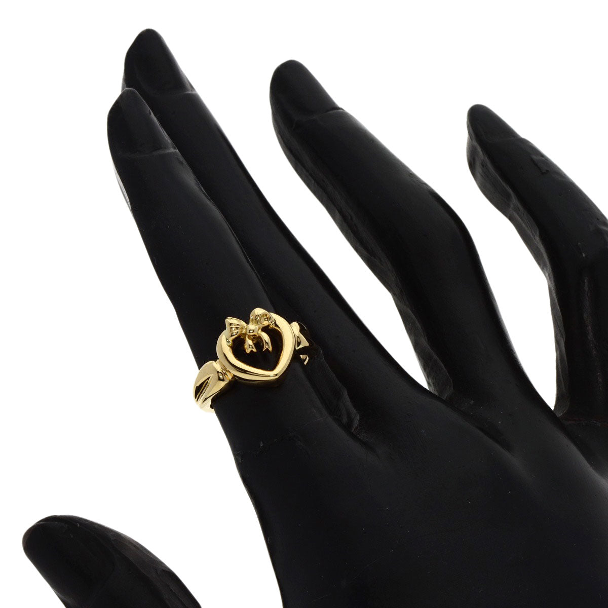 TIFFANY&Co. Ring Heart ribbon K18 Yellow Gold Ladies