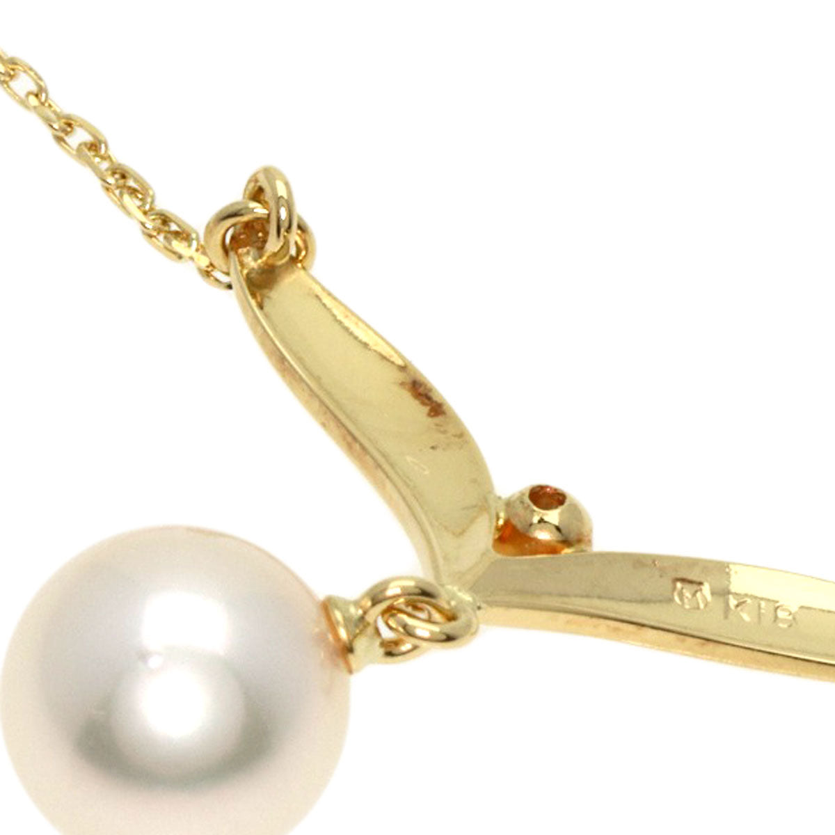 MIKIMOTO Necklace Pearl Pearl 1P Diamond K18 Yellow Gold Ladies