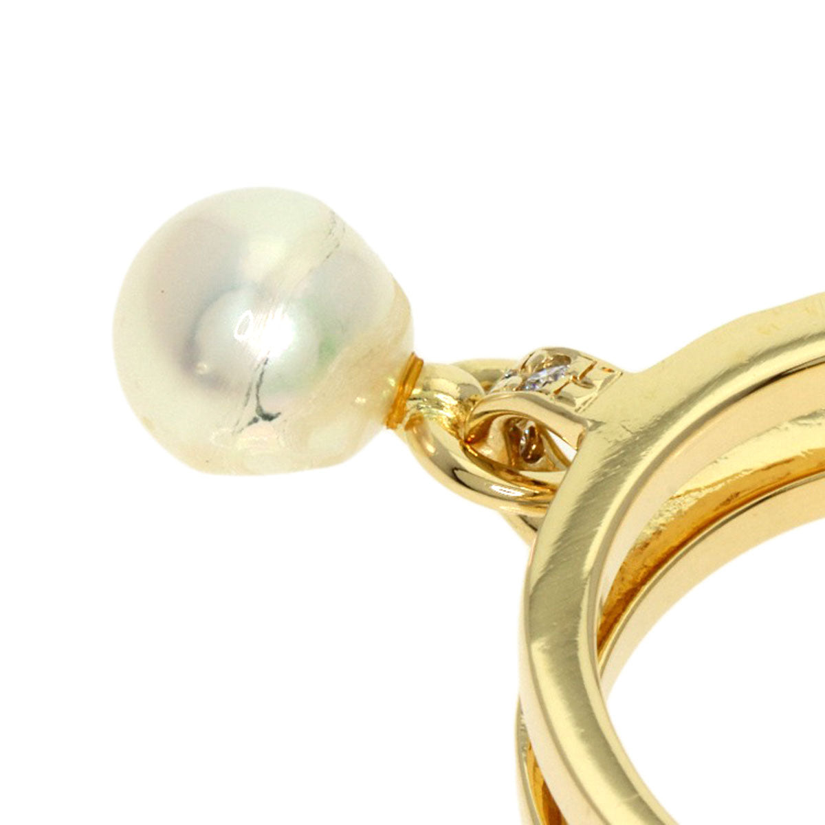 MIKIMOTO Ring Pearl Pearl Diamond K18 Yellow Gold Ladies