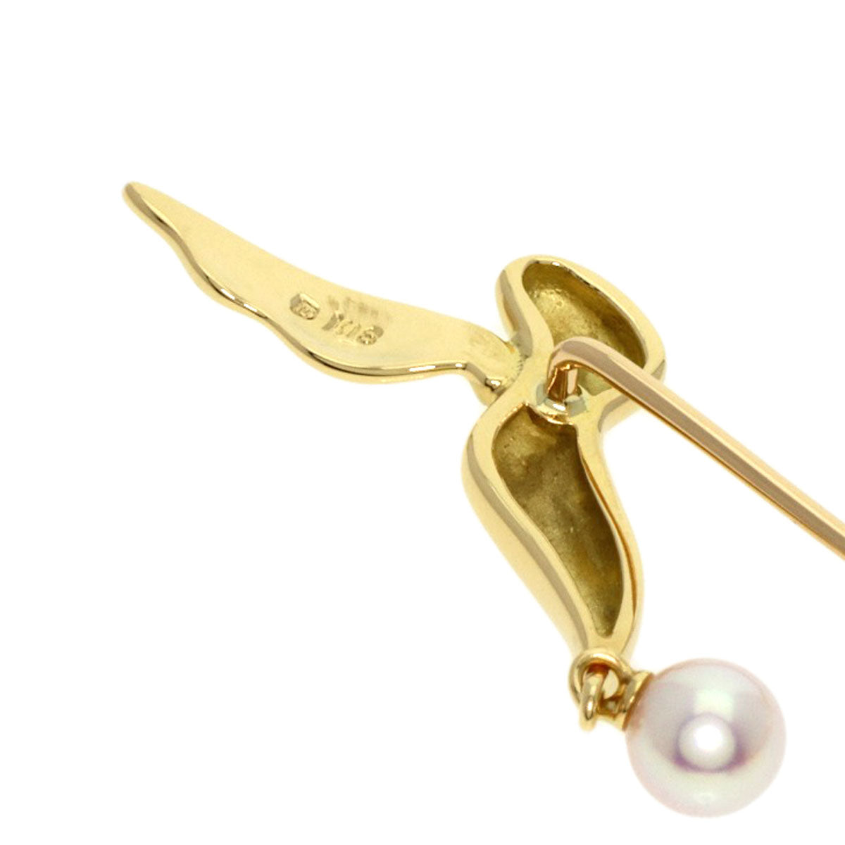 MIKIMOTO Brooch Pearl Pearl Pin Brooch K18 Yellow Gold Ladies