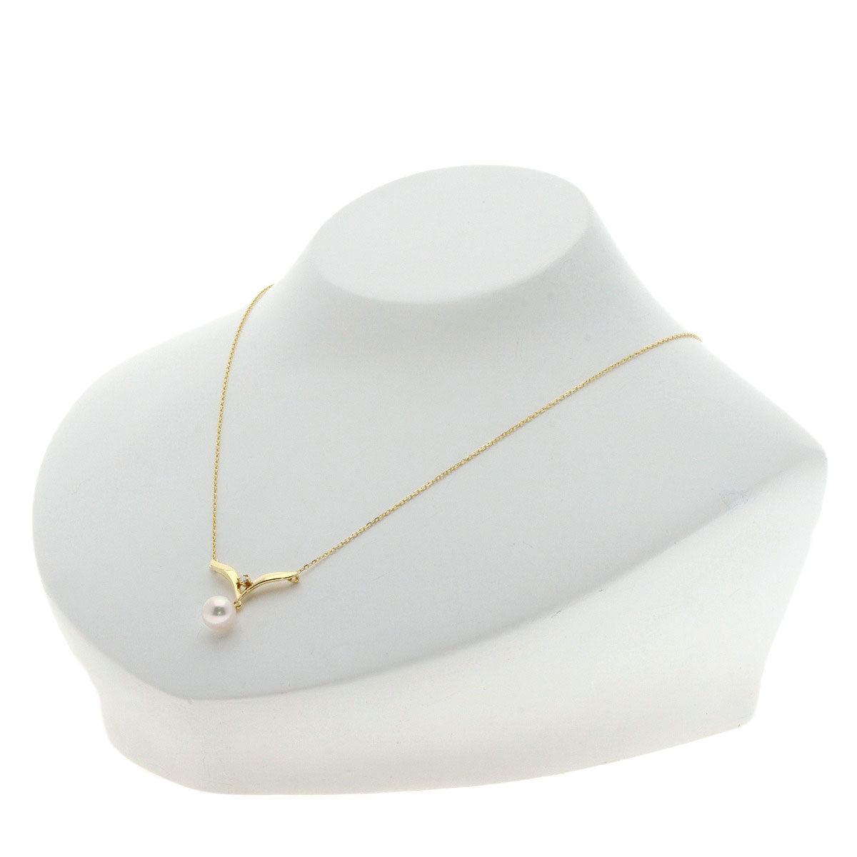 MIKIMOTO Necklace Pearl Pearl 1P Diamond K18 Yellow Gold Ladies