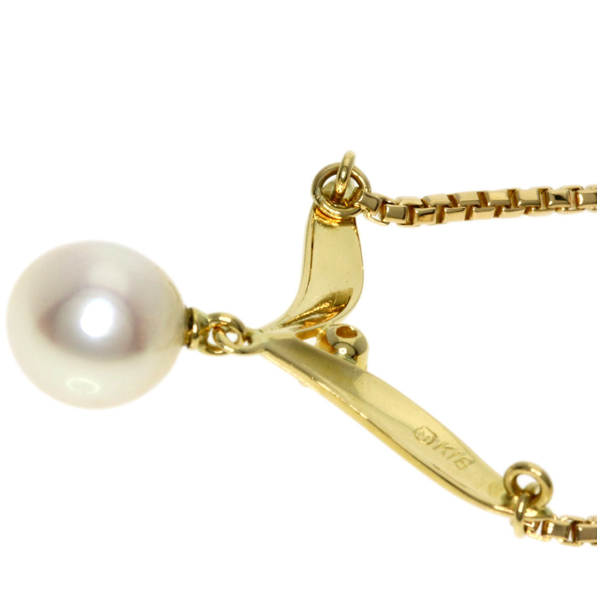 MIKIMOTO Necklace Pearl Pearl Diamond K18 Yellow Gold Ladies