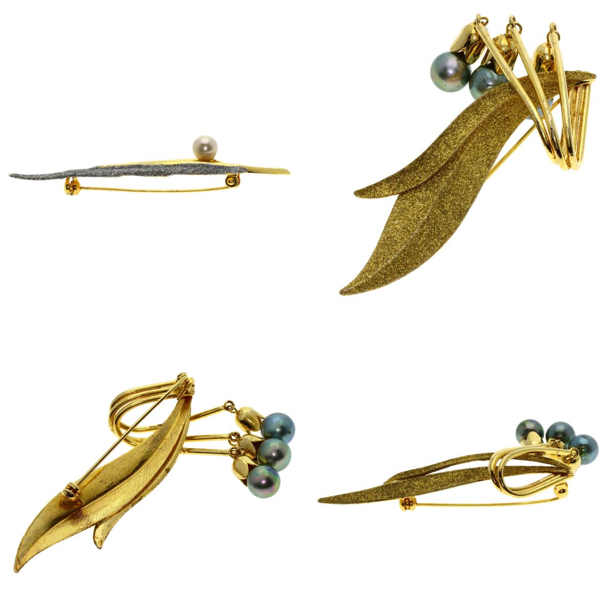 Pearl Pearl Fake Pearl Enamel Brooch 8-piece set Brooch Silver Gold Plated g Ladies