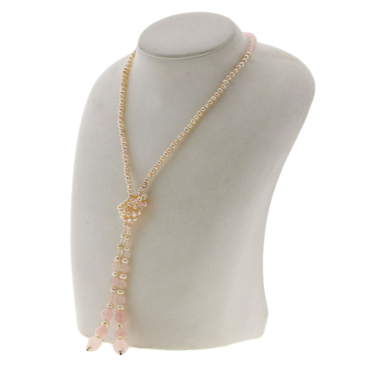 Freshwater Pearl Pearl Rose Quartz Necklace 30.3g Ladies