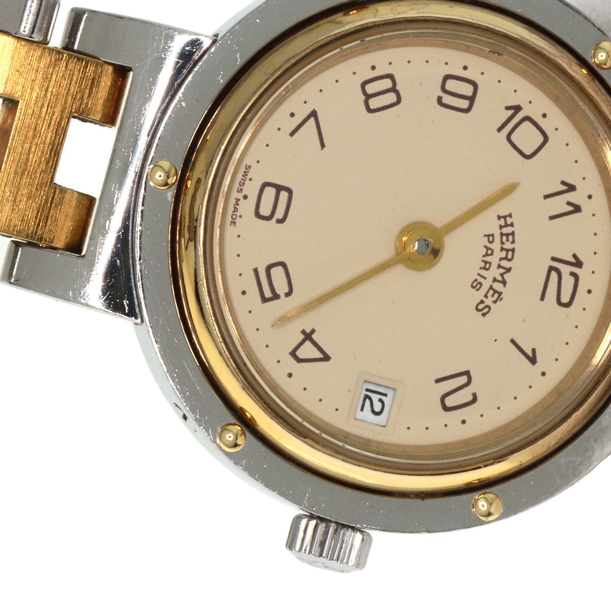 HERMES Clipper Old Belt Watches Stainless Steel/SSxGP Ladies