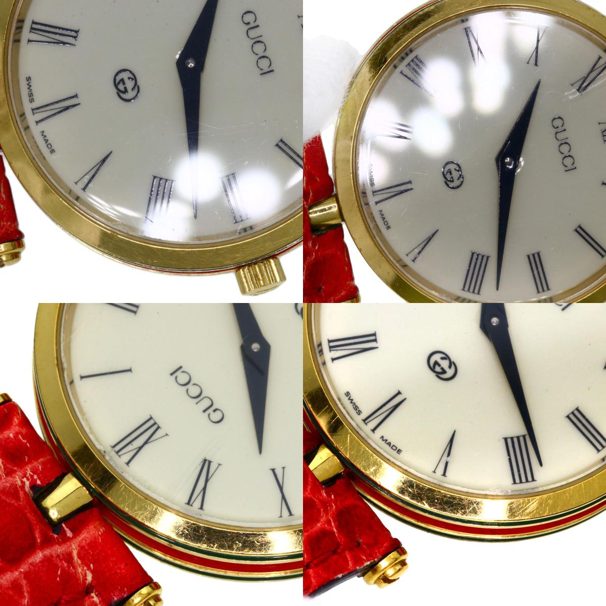 GUCCI Sherry line Watches Gold Plated/Leather Ladies