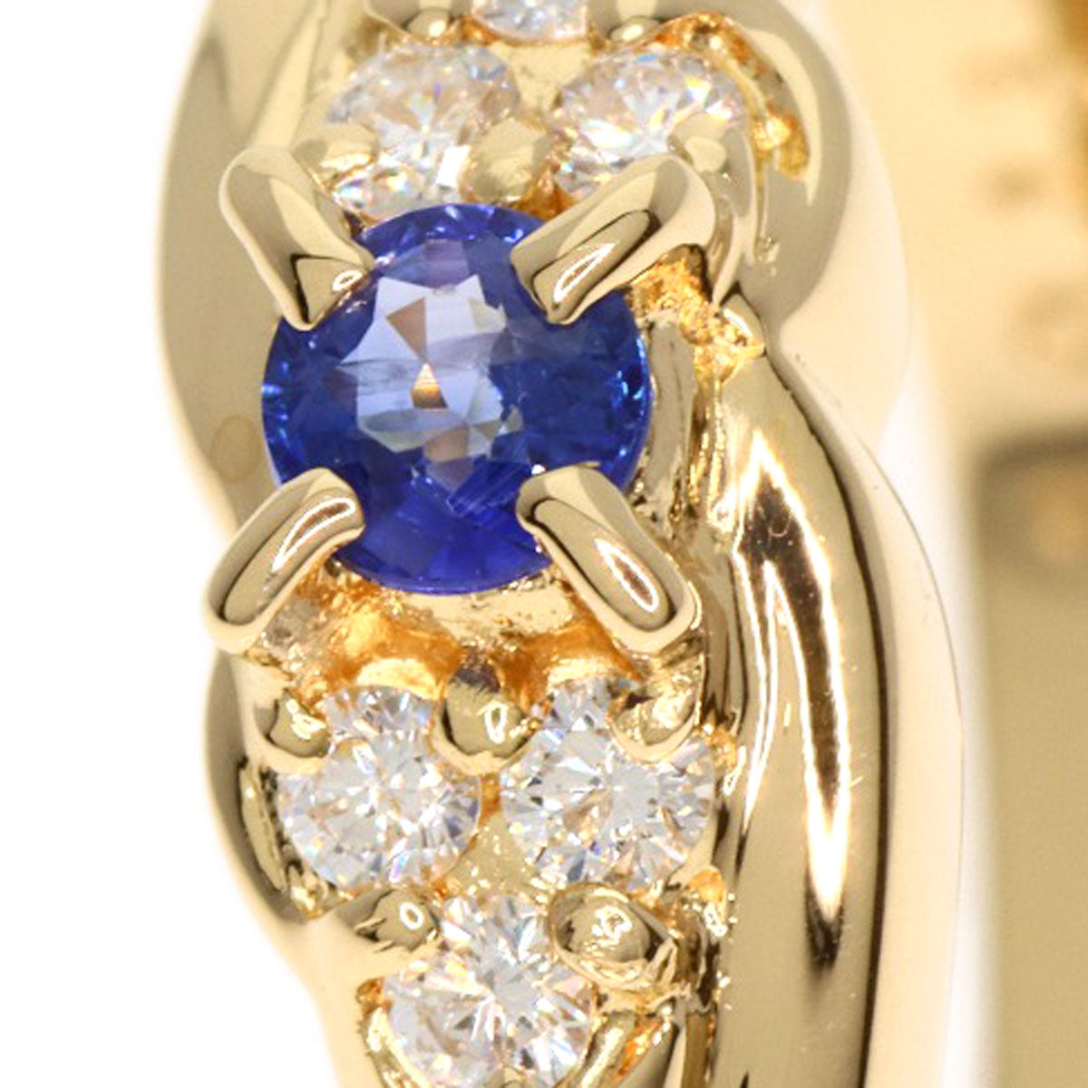 POLA Ring Sapphire Diamond K18 Yellow Gold Ladies