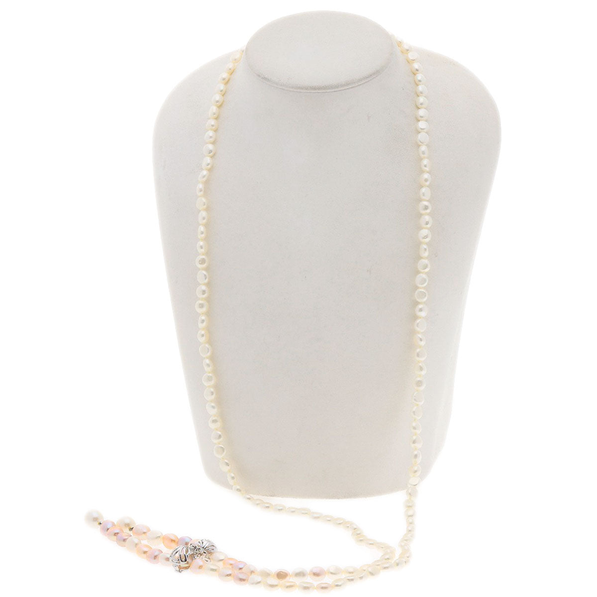 Freshwater Pearl Pearl Diamond Necklace Silver 53.7g Ladies