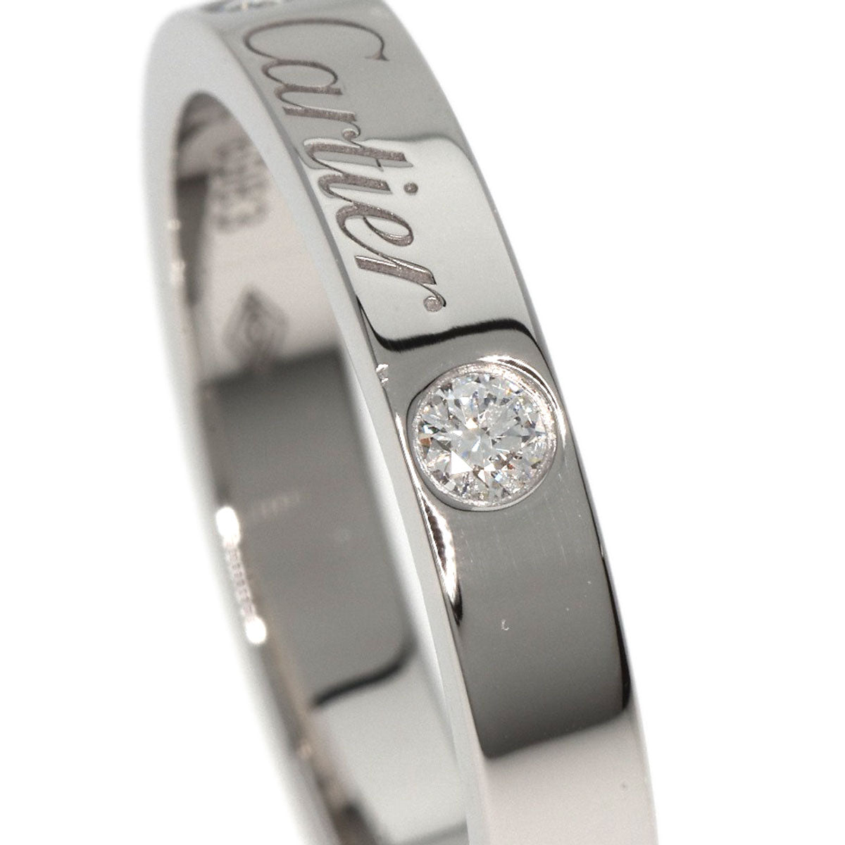 CARTIER Ring Engraved 2P Diamond #50 Platinum PT950 Ladies