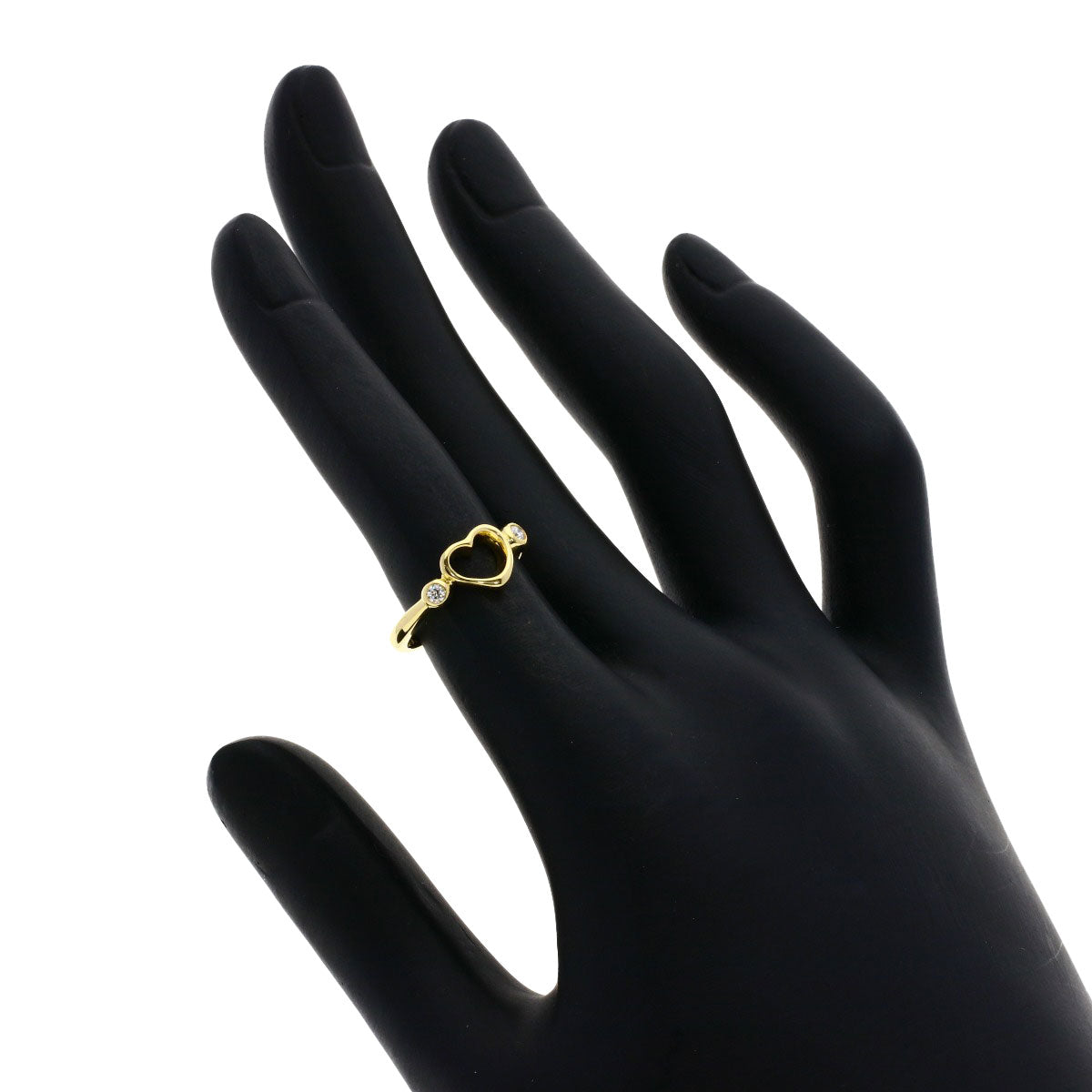 TIFFANY&Co. Ring Open Heart 2P Diamond K18 Yellow Gold Ladies