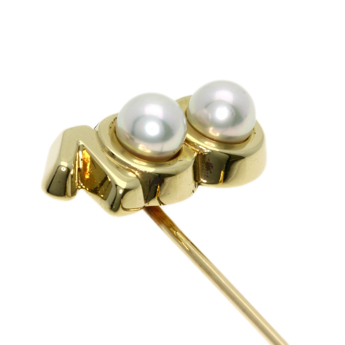 MIKIMOTO Brooch Pearl Pearl Pin Brooch K14 Yellow Gold Ladies
