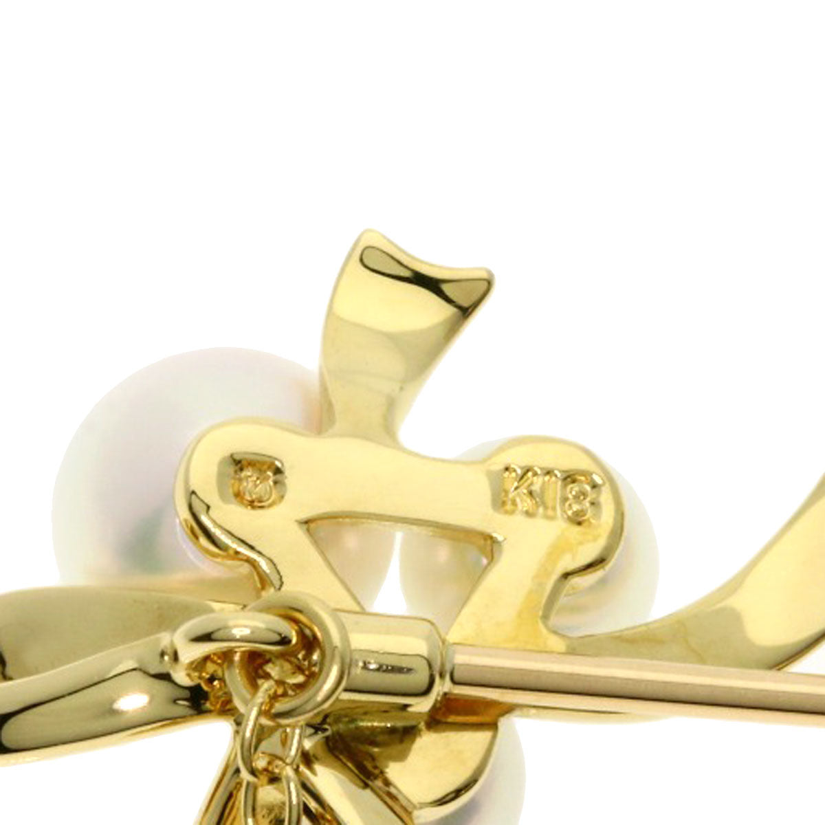 MIKIMOTO Brooch Ribbon Pearl Pearl K18 Yellow Gold Ladies