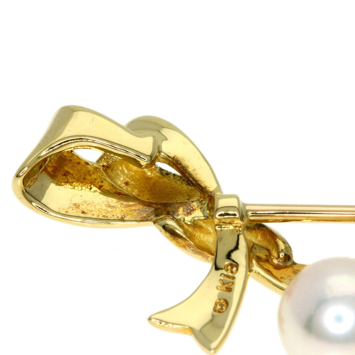 MIKIMOTO Brooch Akoya Pearl Pearl Pin Brooch K18 Yellow Gold Ladies