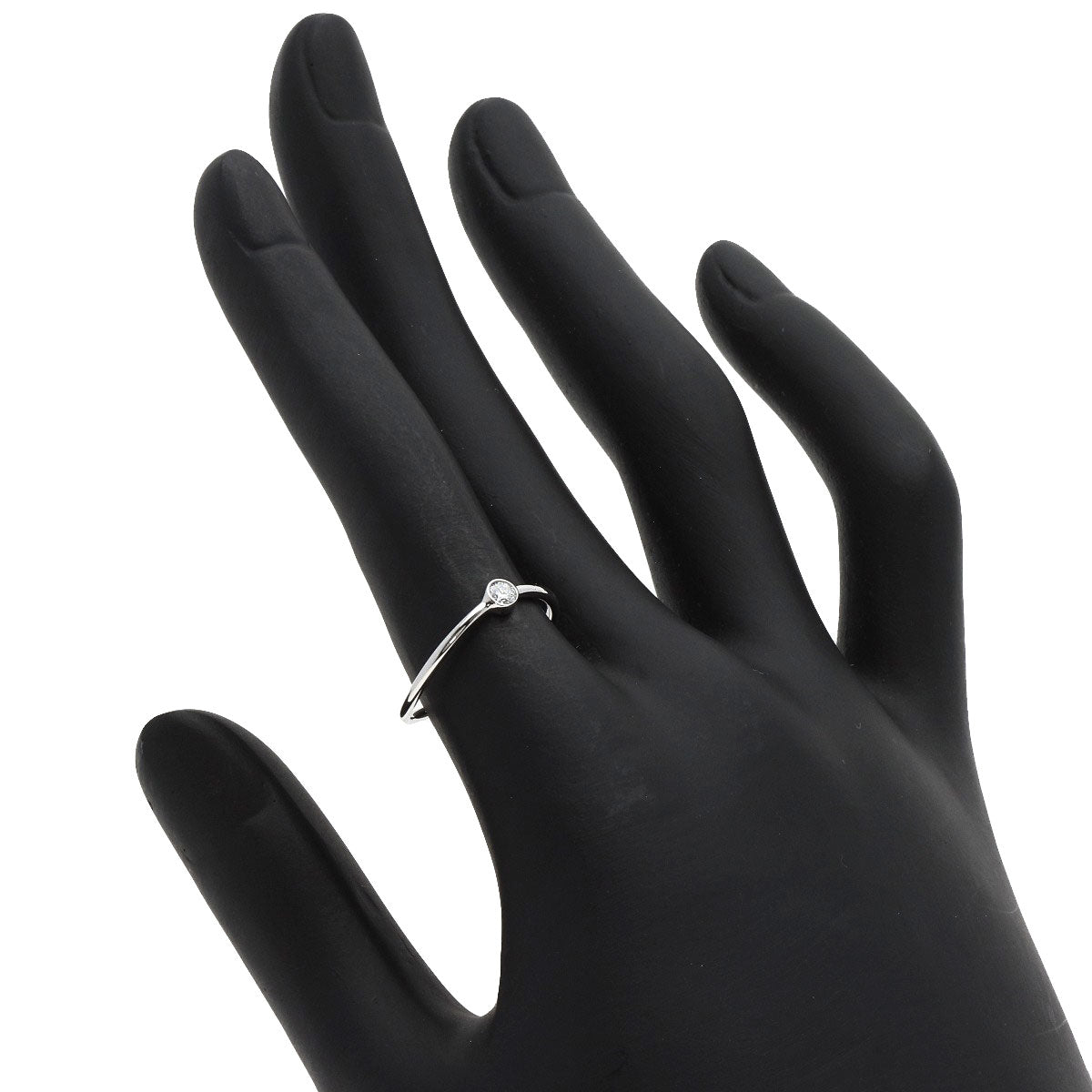 TIFFANY&Co. Ring Wave Single Row 1P Diamond Platinum PT950 Ladies