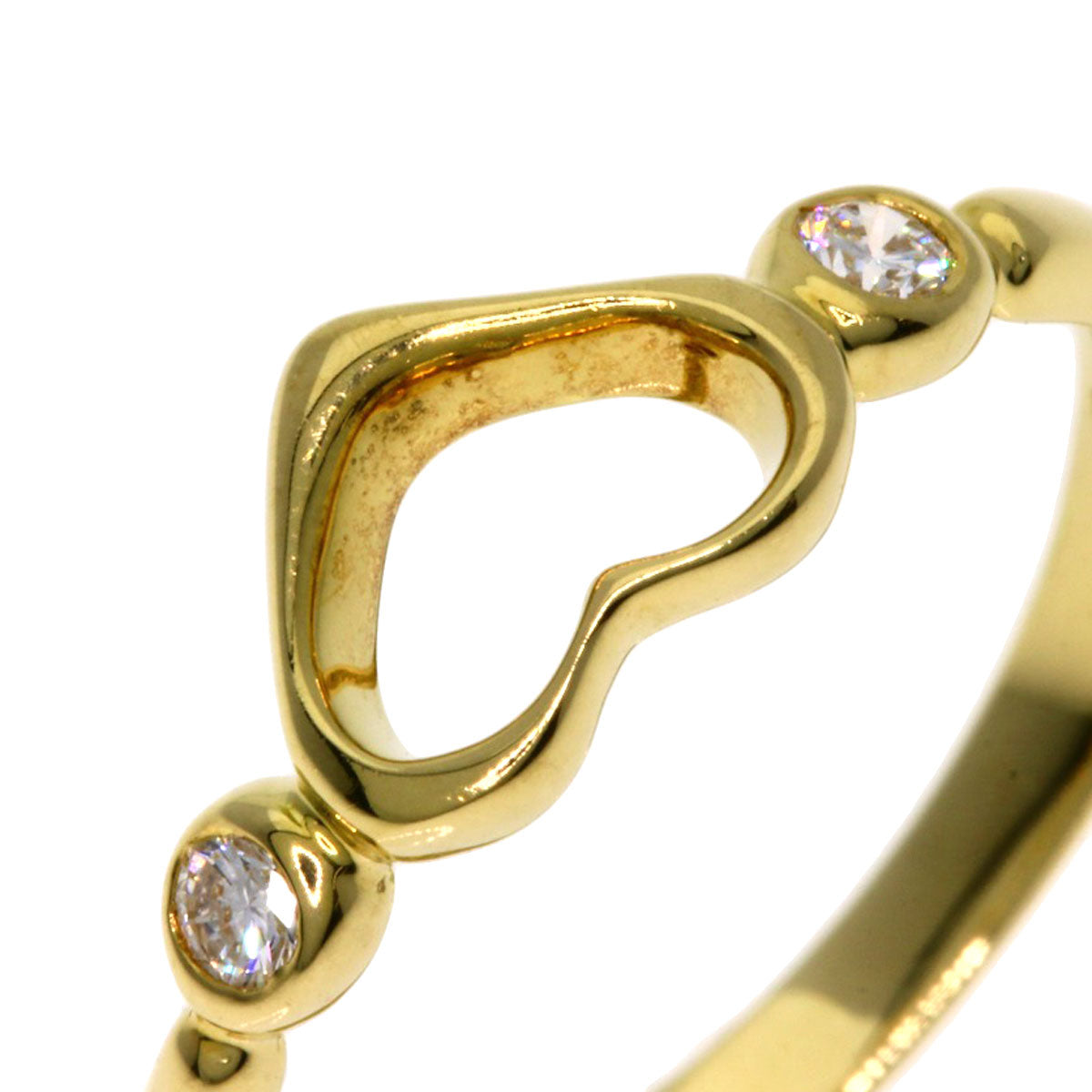 TIFFANY&Co. Ring Open Heart 2P Diamond K18 Yellow Gold Ladies