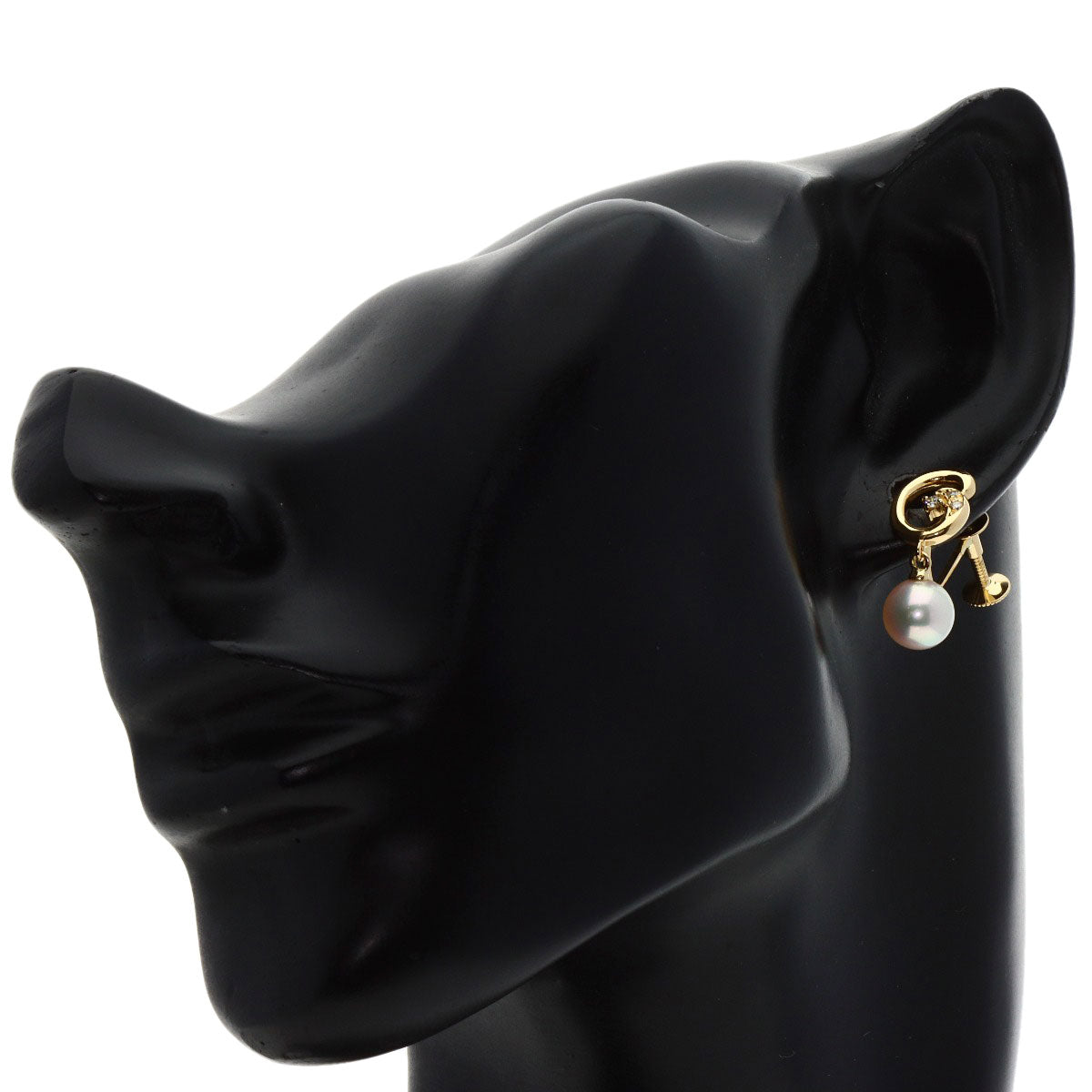 TASAKI Earring Pearl Pearl Diamond K18 Yellow Gold Ladies