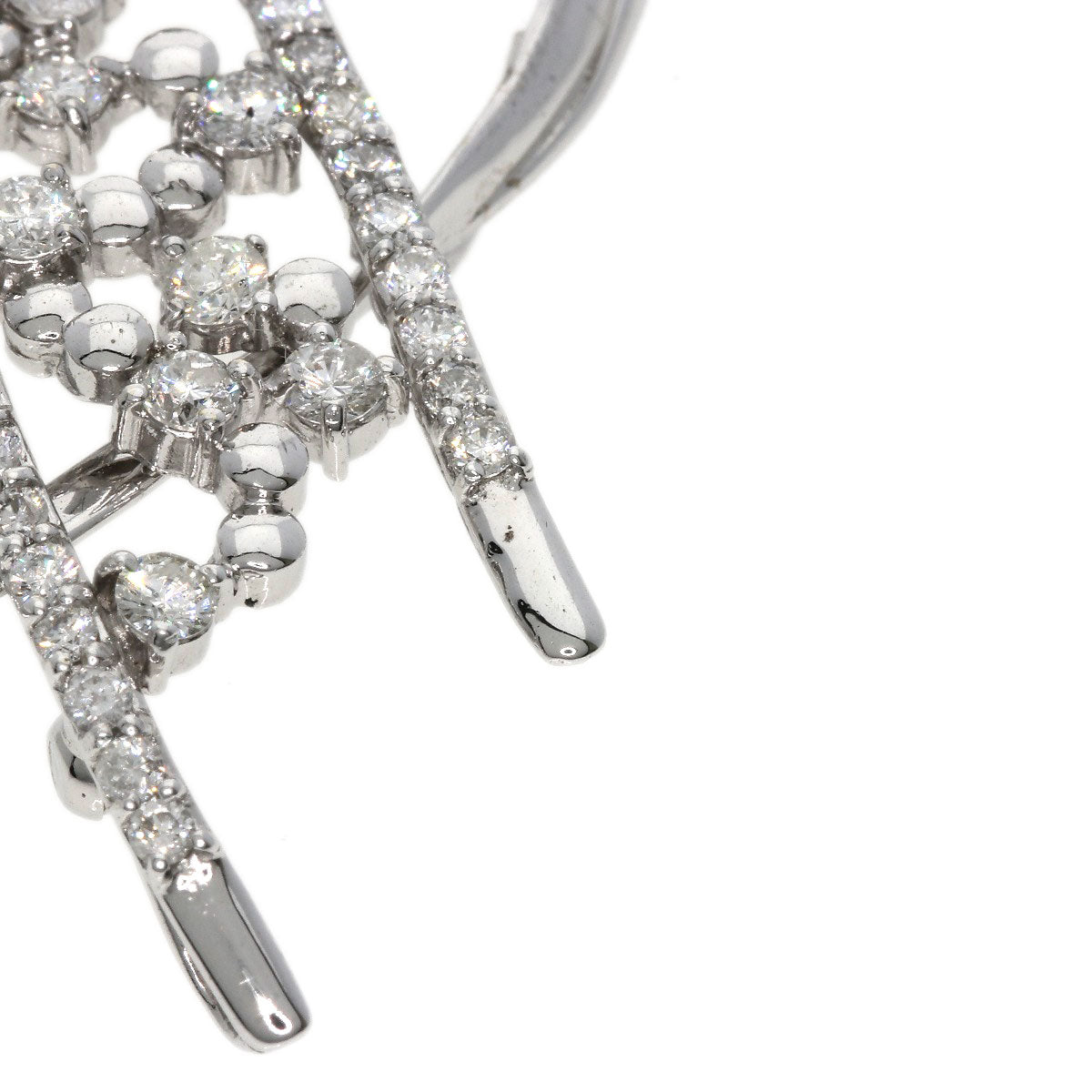 1.51ct Diamond Brooch K18 White Gold K14WG 8.52g Ladies