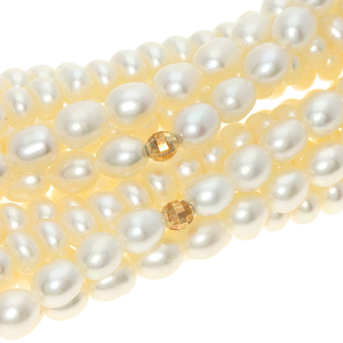 Freshwater Pearl Pearl 6-strand Necklace Silver 18K Yellow Gold 131.7g Ladies