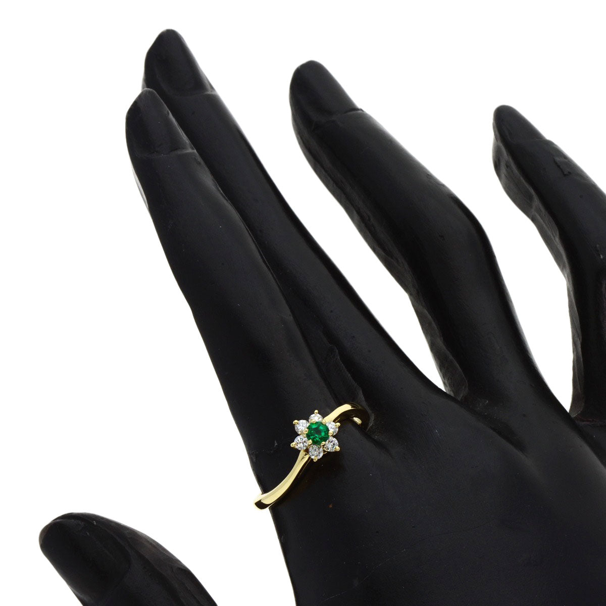 TIFFANY&Co. Ring Buttercup Emerald Diamond K18 Yellow Gold Ladies