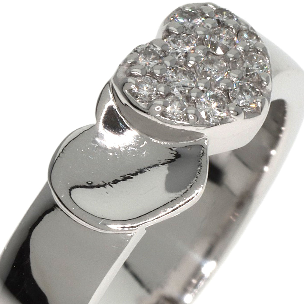 Ponte Vecchio Ring Heart motif Diamond K18 White Gold Ladies