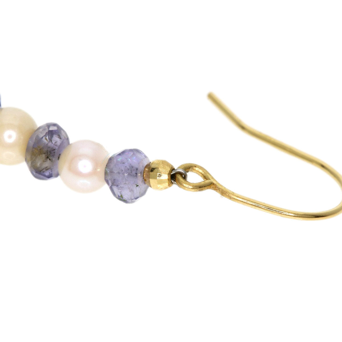 Akoya pearl Pearl Iolite earring K18 Yellow Gold 2.5g Ladies