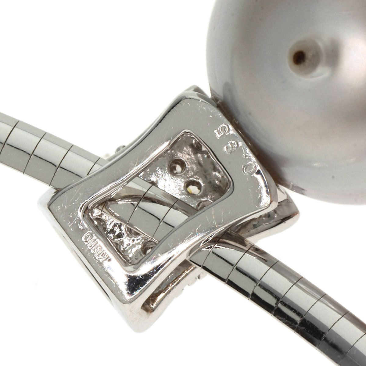 Pearl Pearl Diamond Necklace K18 White Gold 19.6g Ladies