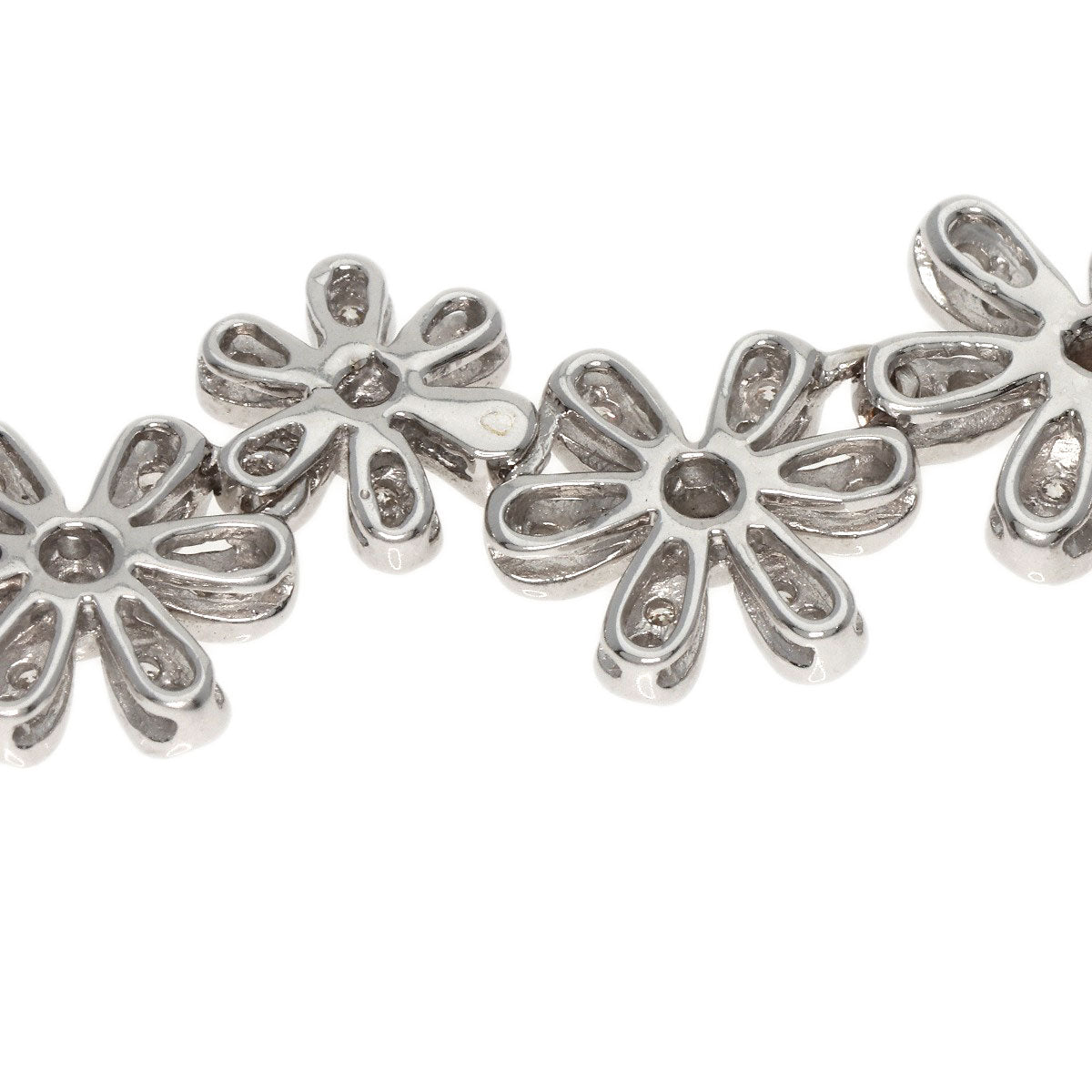 1.4ct Diamond flower motif Necklace K18 White Gold 12.5g Ladies