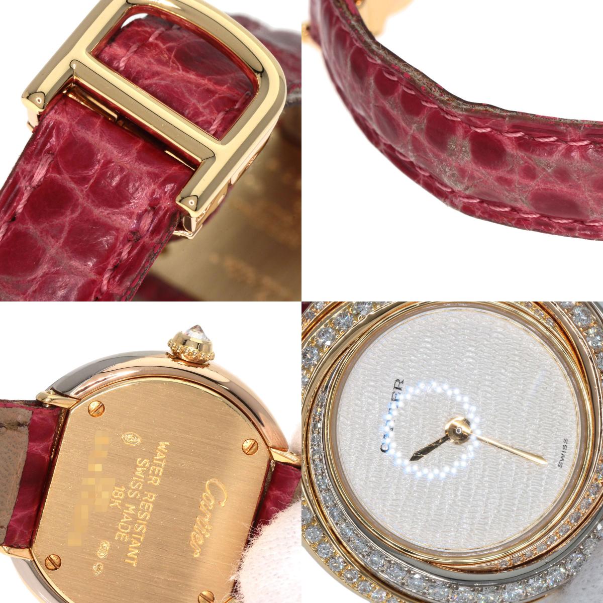 CARTIER Trinity Diamond Watches WG200351 K18 Pink Gold/Leather Ladies