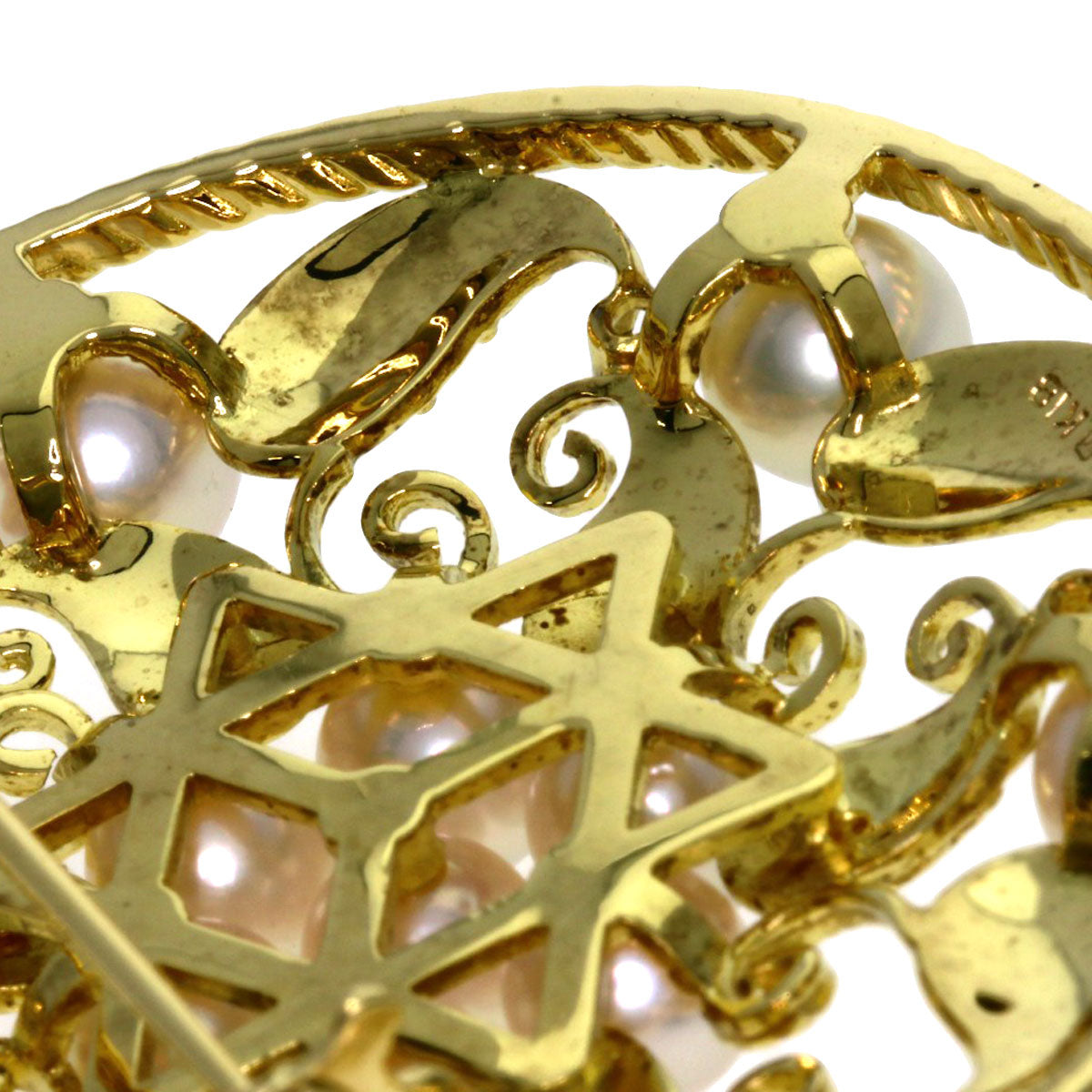 MIKIMOTO Brooch Pearl Pearl Diamond K18 Yellow Gold Ladies