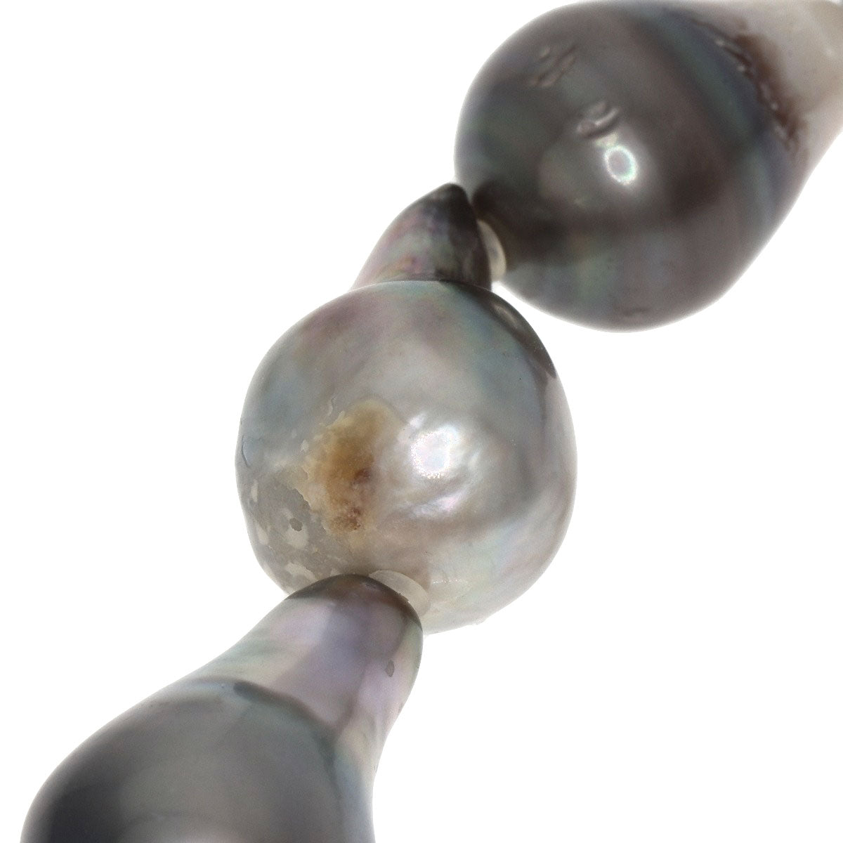 Black Baroque Pearl Necklace Silver 50.6g Ladies