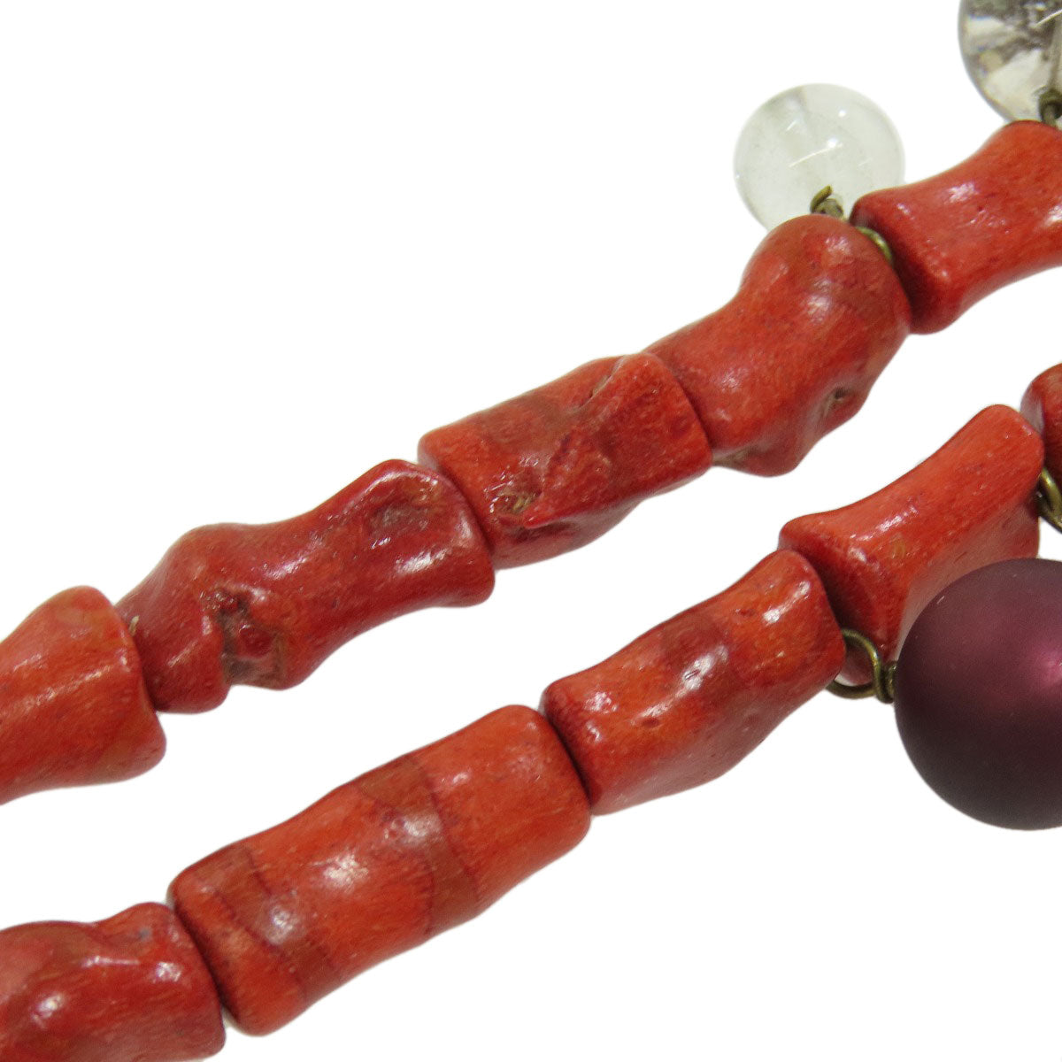 Coral Coral Quartz Necklace Metal Coral 72.3g Ladies