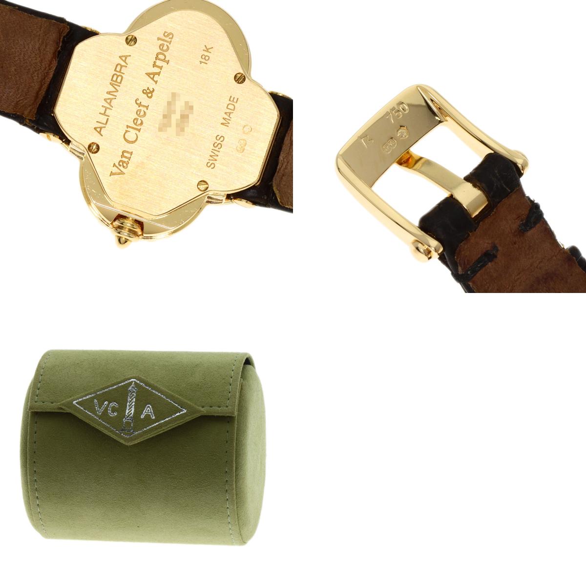 Van Cleef & Arpels Vintage alhambra Watches 122974 K18 Yellow Gold/Leather Ladies