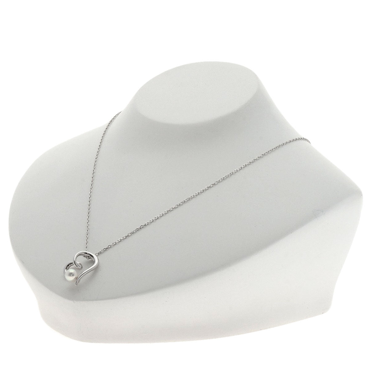 MIKIMOTO Necklace Pearl Pearl heart motif K18 White Gold Ladies