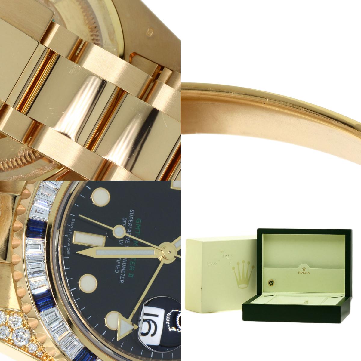 ROLEX GMT Master II Baguette Diamond Sapphire Watches 116758SA K18 Yellow Gold/18K Yellow Gold mens