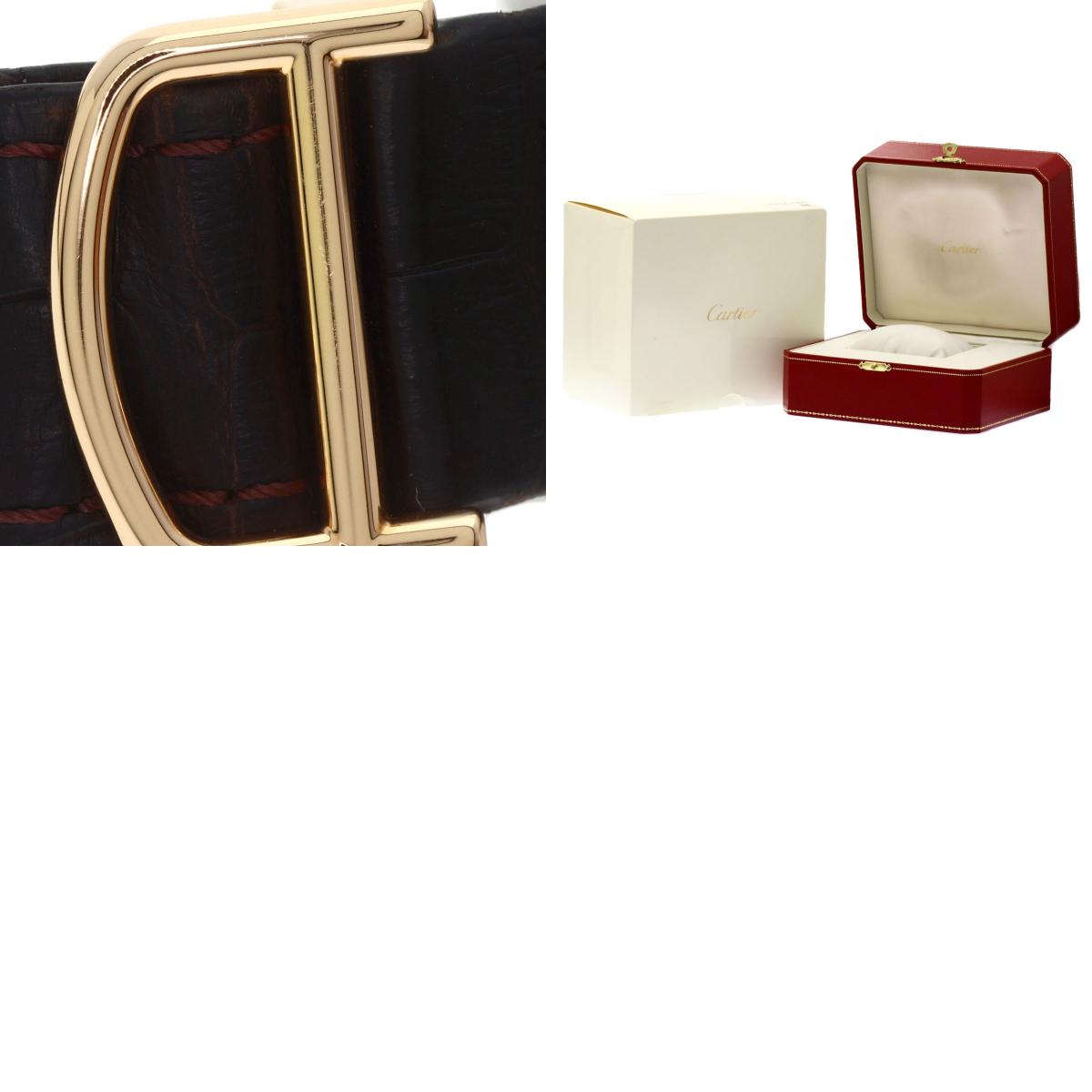 CARTIER Ronde Louis Cartier LM 1.4" Diamond Watches WR000651 K18 Pink Gold/Leather mens