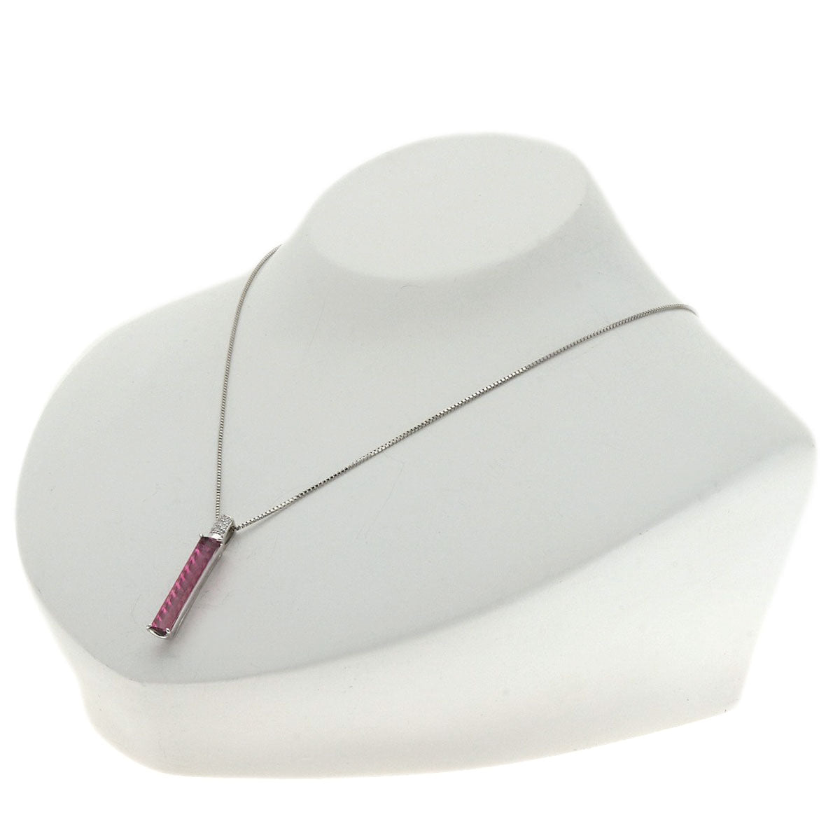 3.23ct Tourmaline Diamond Necklace Platinum PT900 PT850 6g Ladies