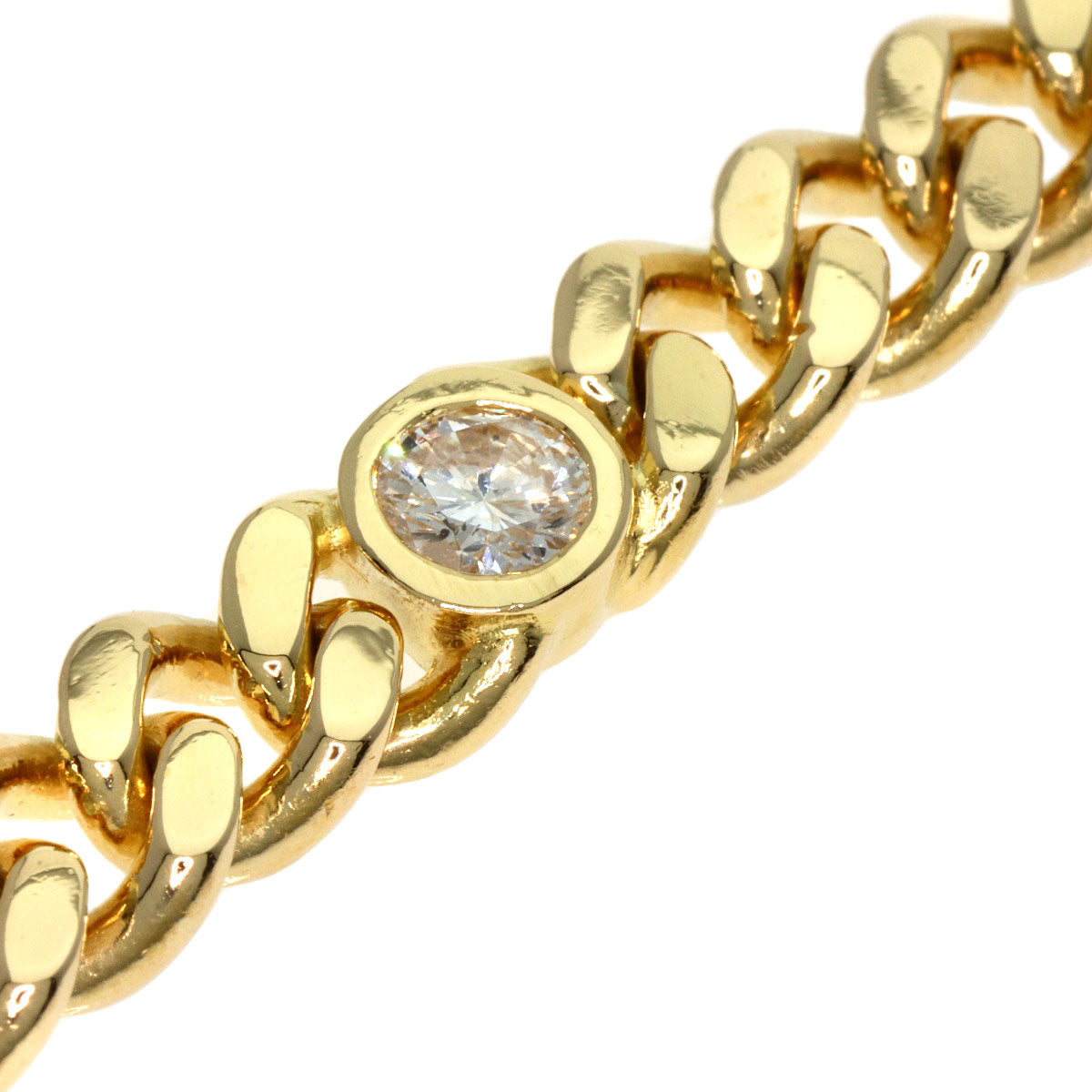 0.84ct Curb chain Kihei 3P Diamond Bracelet K18 Yellow Gold 27.6g Ladies