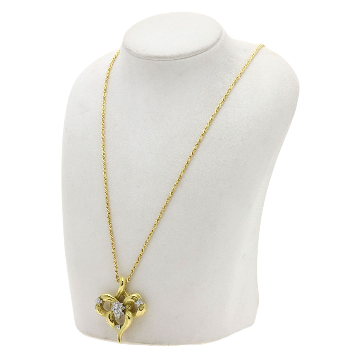 1.13ct Diamond long Necklace K18 Yellow Gold PT900 35.8g Ladies