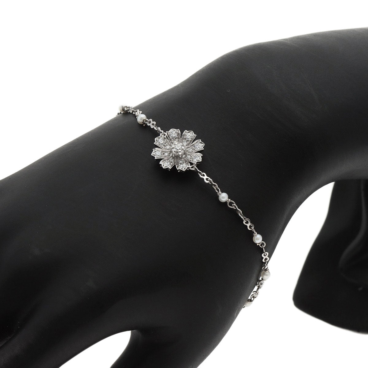 GUCCI Bracelet Flora Diamond Pearl K18 White Gold Ladies