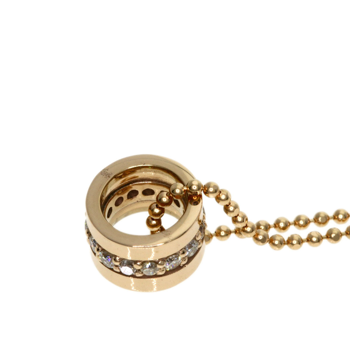 Diamond Necklace K18 Pink Gold 3.1g Ladies