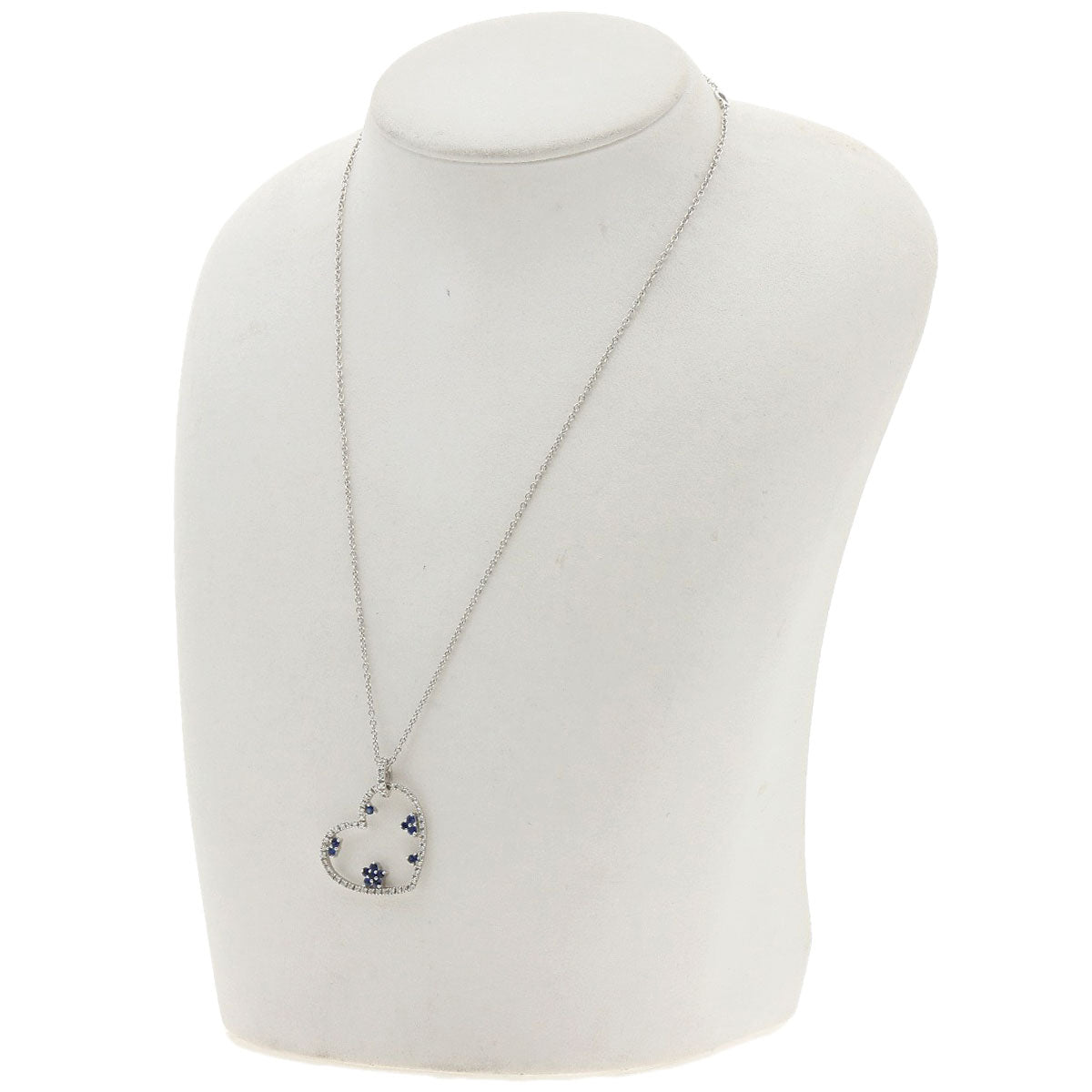 Sapphire Diamond Necklace K18 White Gold 6.8g Ladies